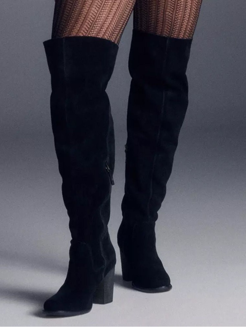 Sam Edelman Black Suede Over-the-Knee Block Heel Boots